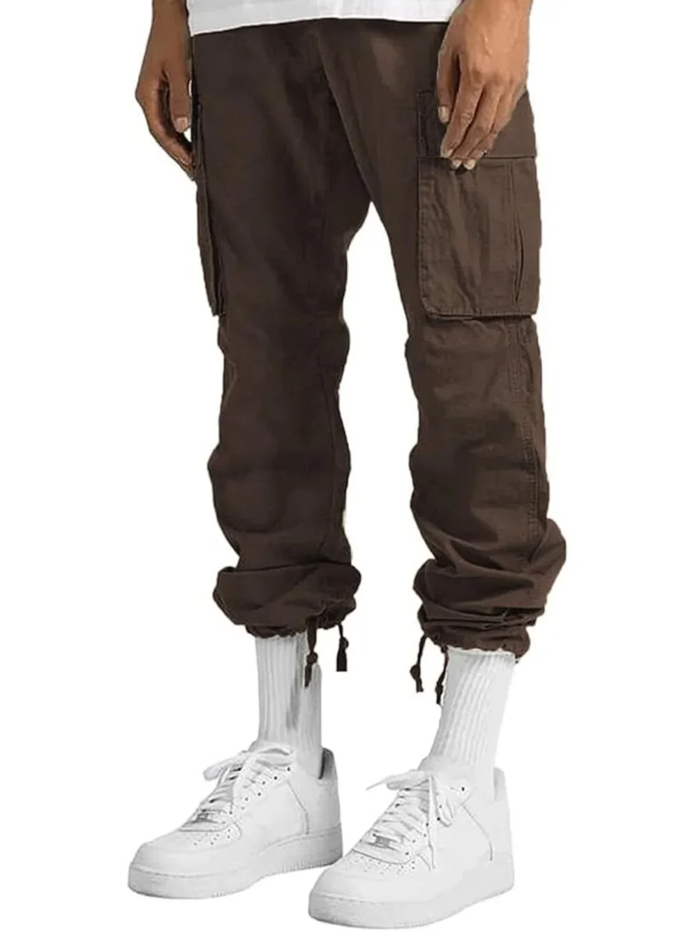 Men's Cargo Jogger Style Streetwear Elastic Waist Comfort XL Brown